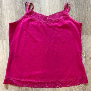 Camisole Tank Top Pink Lace Size 1X Y2K Layer Spaghetti Strap